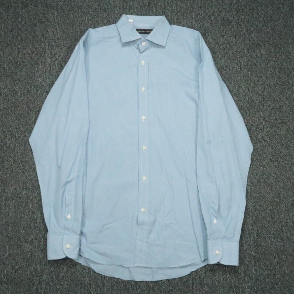 Ralph Lauren Black Label Shirt Men Medium 16.5 Blue Check Long Sleeve Button